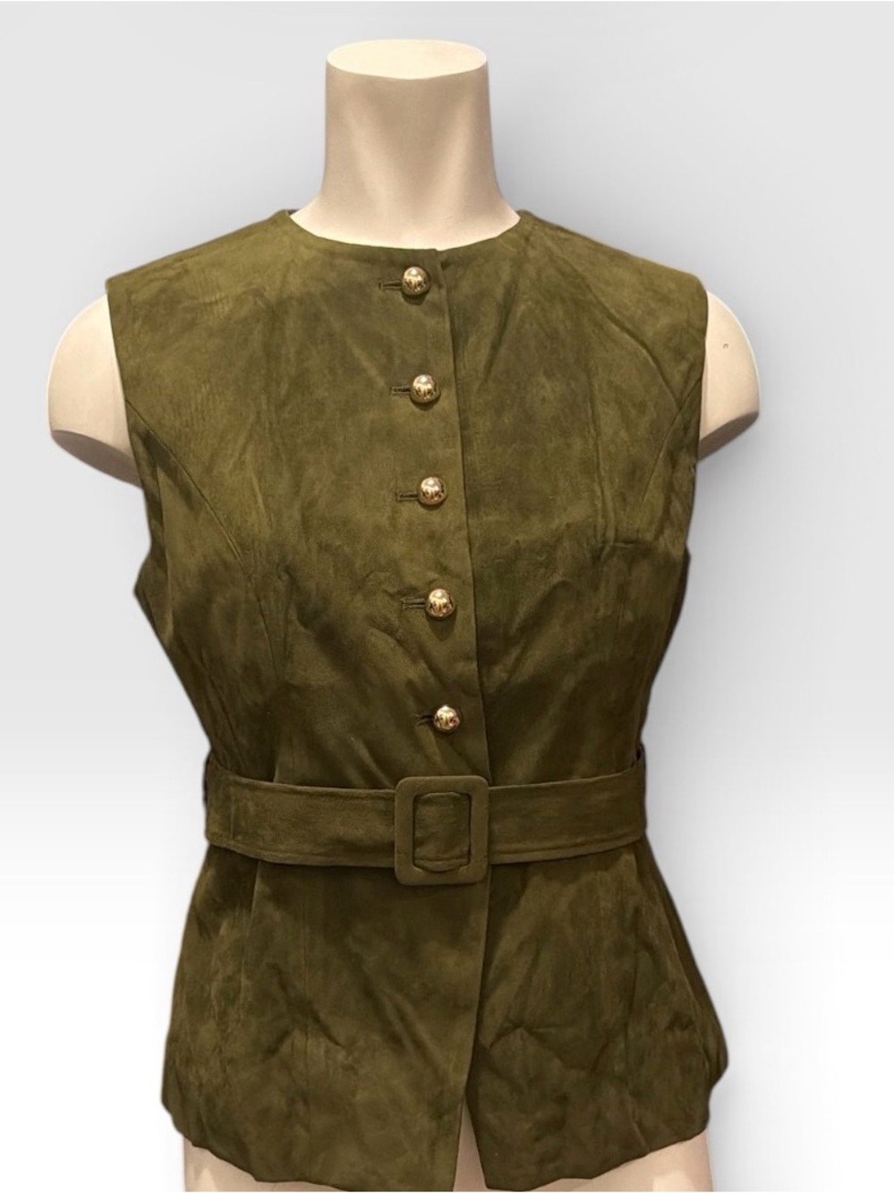 Suede effect Vest with belt. - Picture 2 of 4